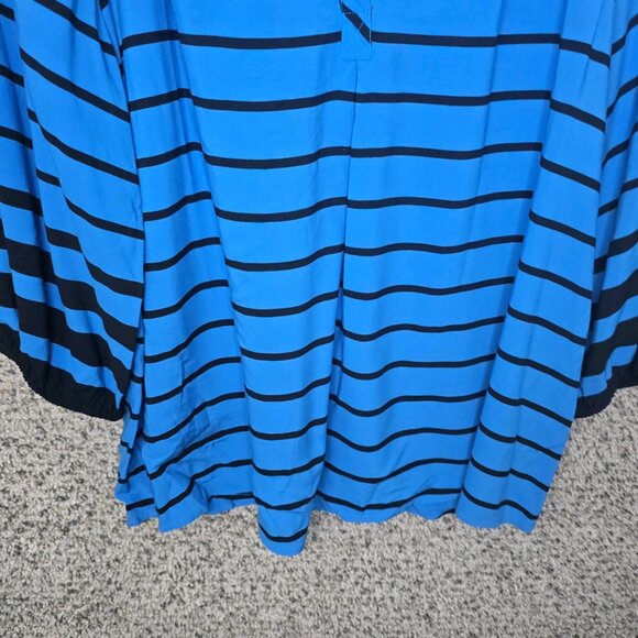 Chaps‎ Top Womens Medium Peasant Blouse Blue Polka Dot Scoop Neck Casual - Picture 5 of 7